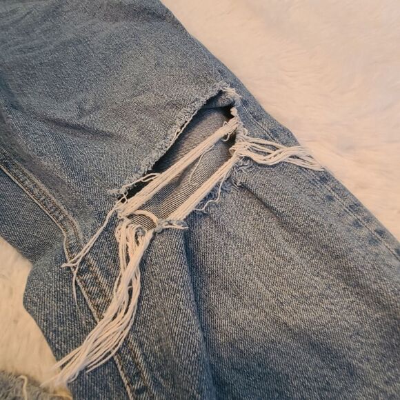 Topshop Sz 30 Women's Destroyed Straight Cropped Jeans - Picture 2 of 6